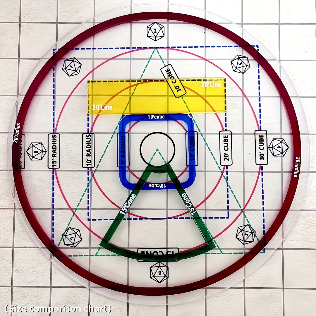 15pcs Area of Effect Spell Templates for DND